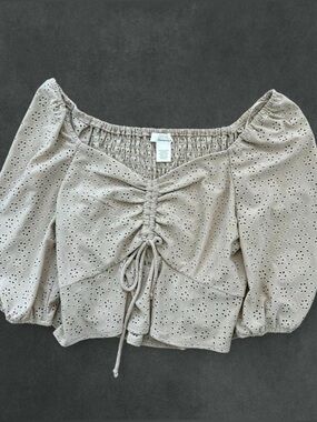 Ruched eyelet top